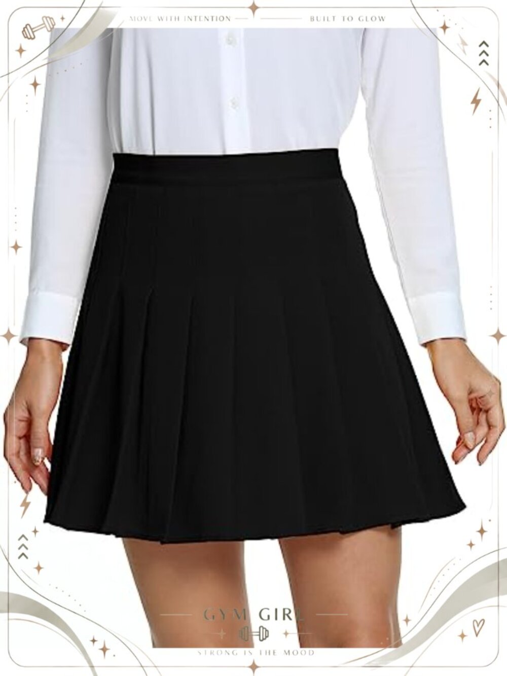 High Waist Pleated Skirt with Inner Shorts Above Knee School Uniform